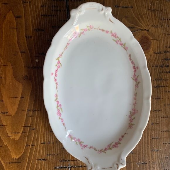 Vienna Austria Oval China Serving Platter Pink Floral Pattern 9" x 6" Oval - Picture 2 of 9